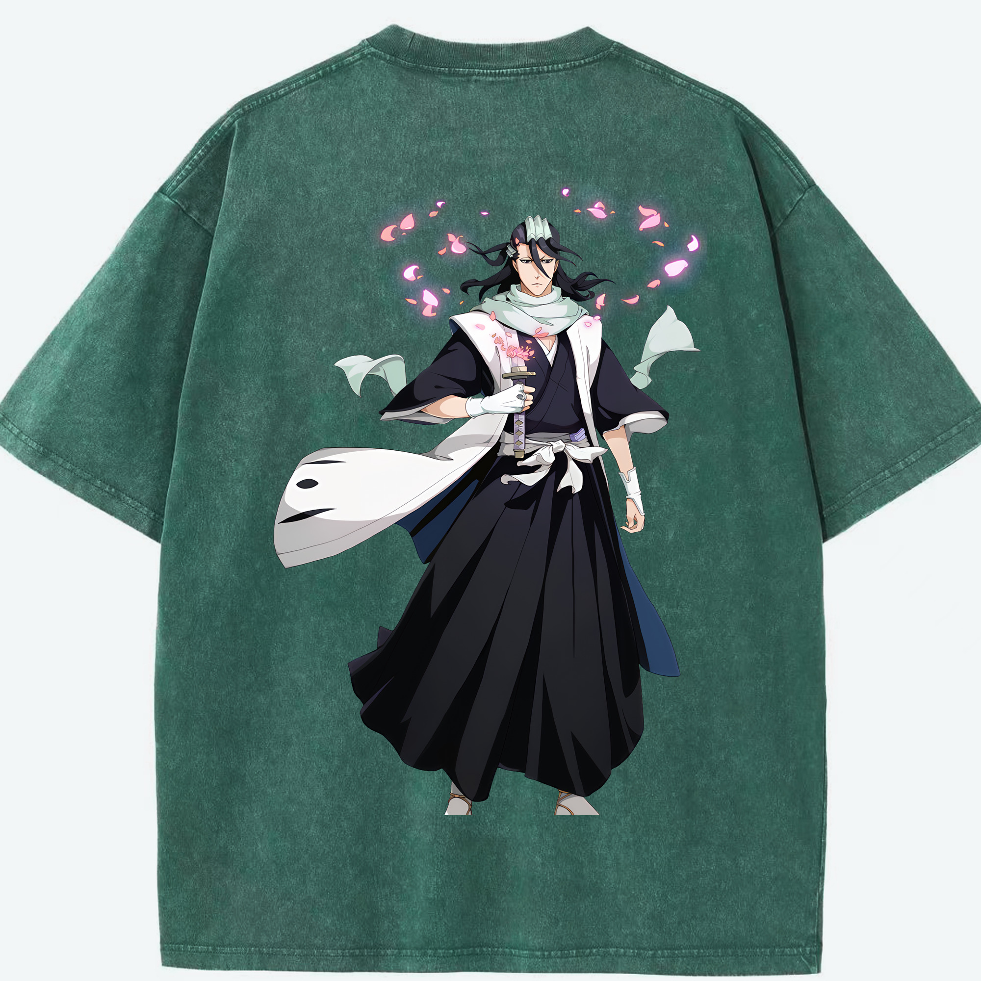 （画像用） ブリーチ くちき びゃくや BLEACH Kuchiki Byakuya 綿100% ヴィンテージ風 半袖Tシャツ（背面プリント）